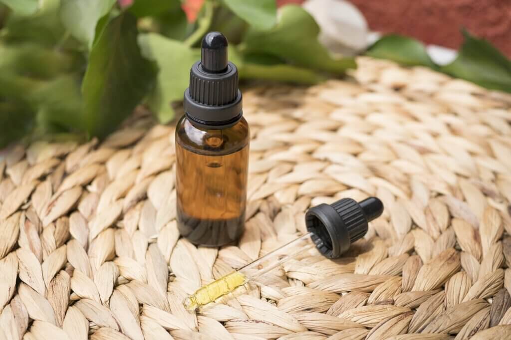 Bottle of CBD Tincture with drops